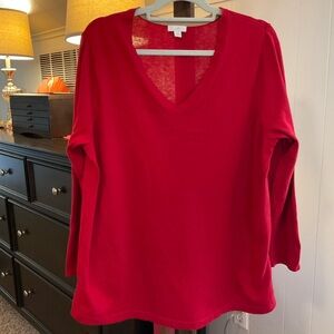 J. Jill Scarlet Long Sleeve V-Neck Highland Sweater Tunic